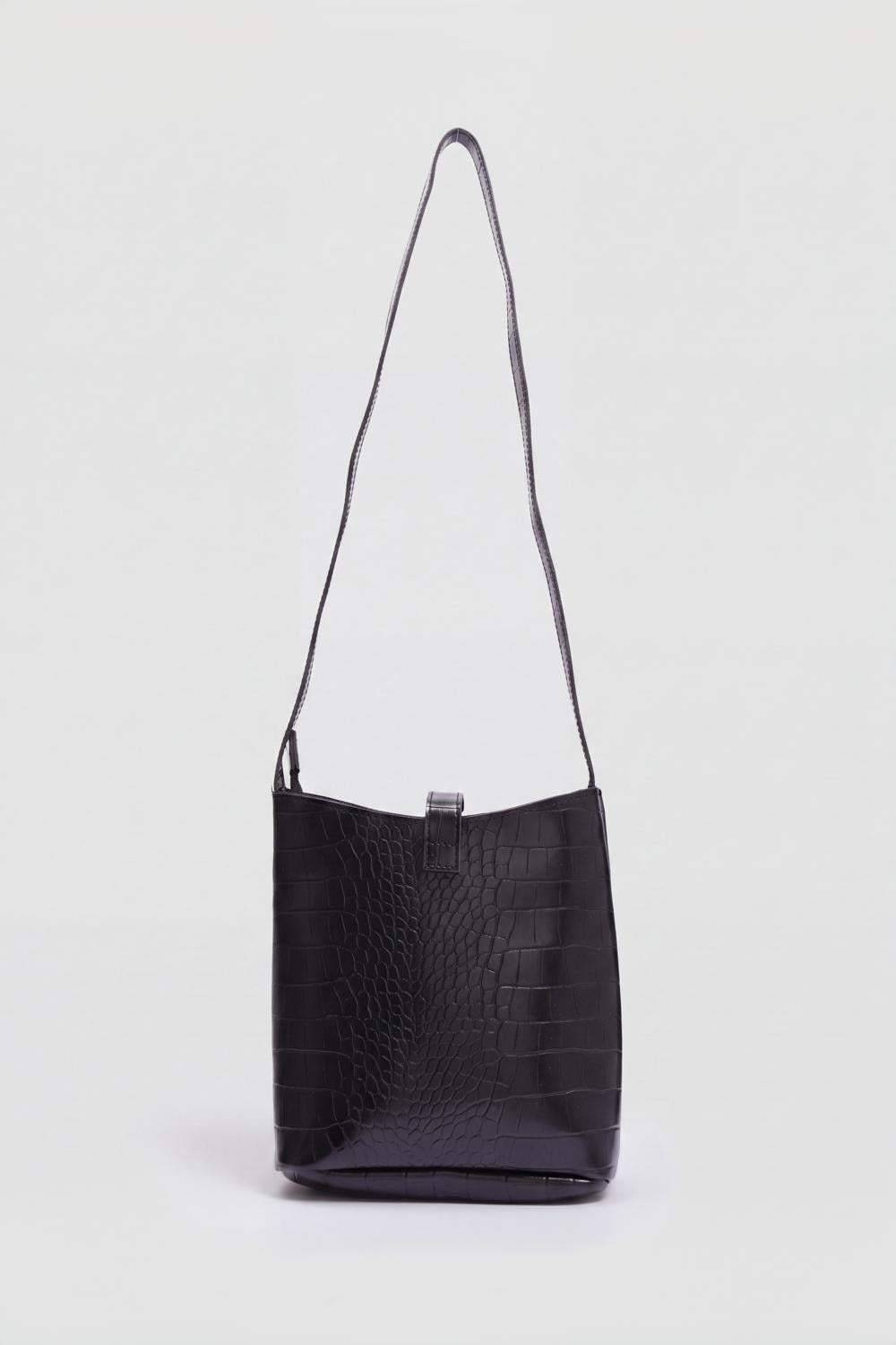 Womens Black Reptile Hand Bag - Image 5