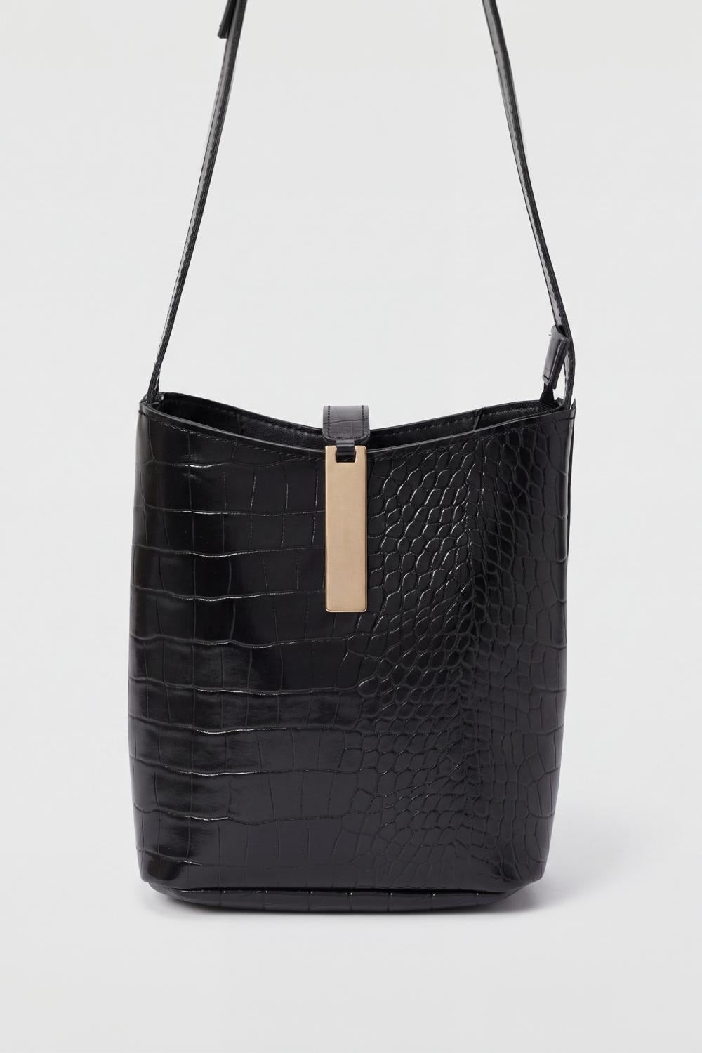 Womens Black Reptile Hand Bag - Image 6