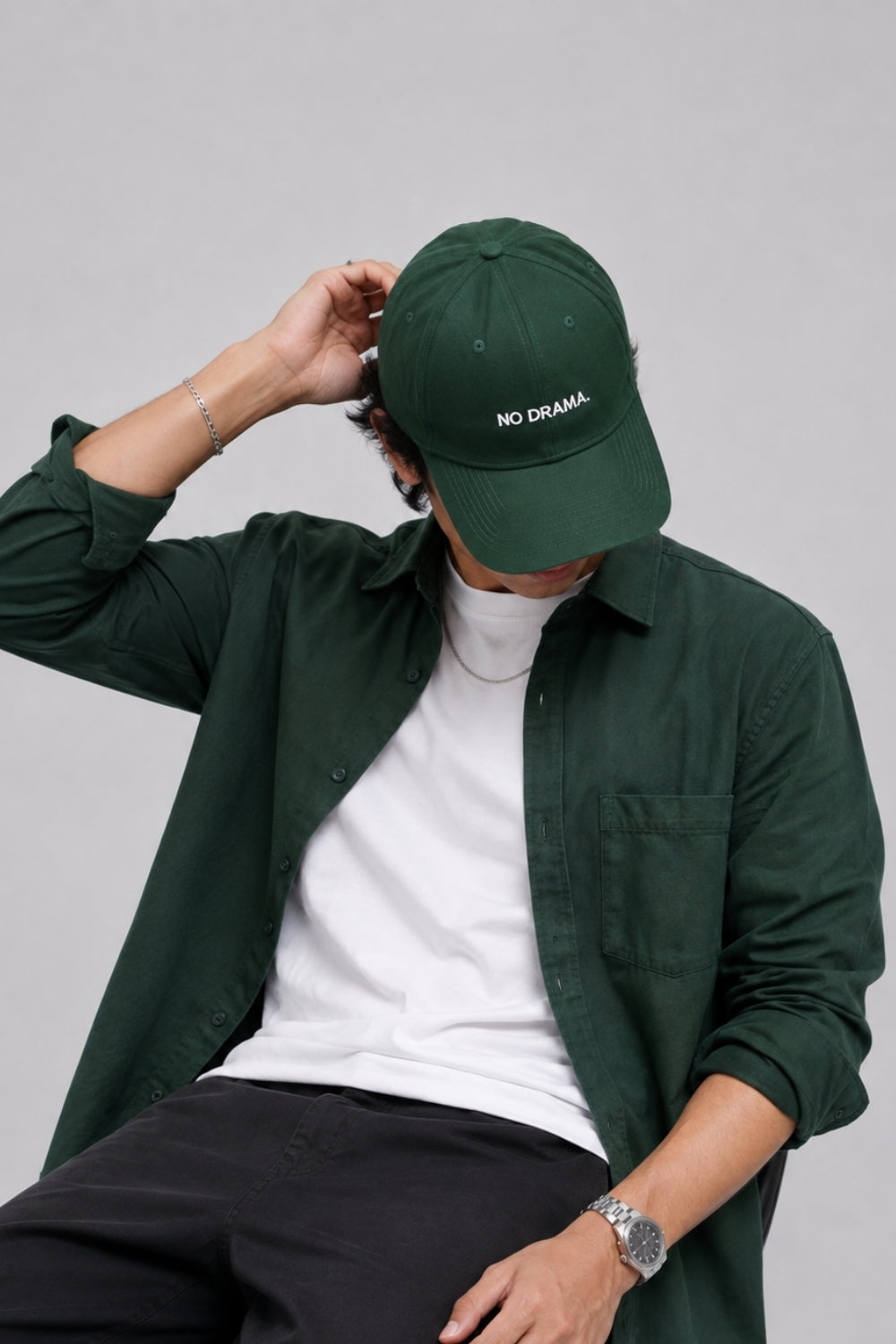 Mens Dark Green Logo Cap - Image 1