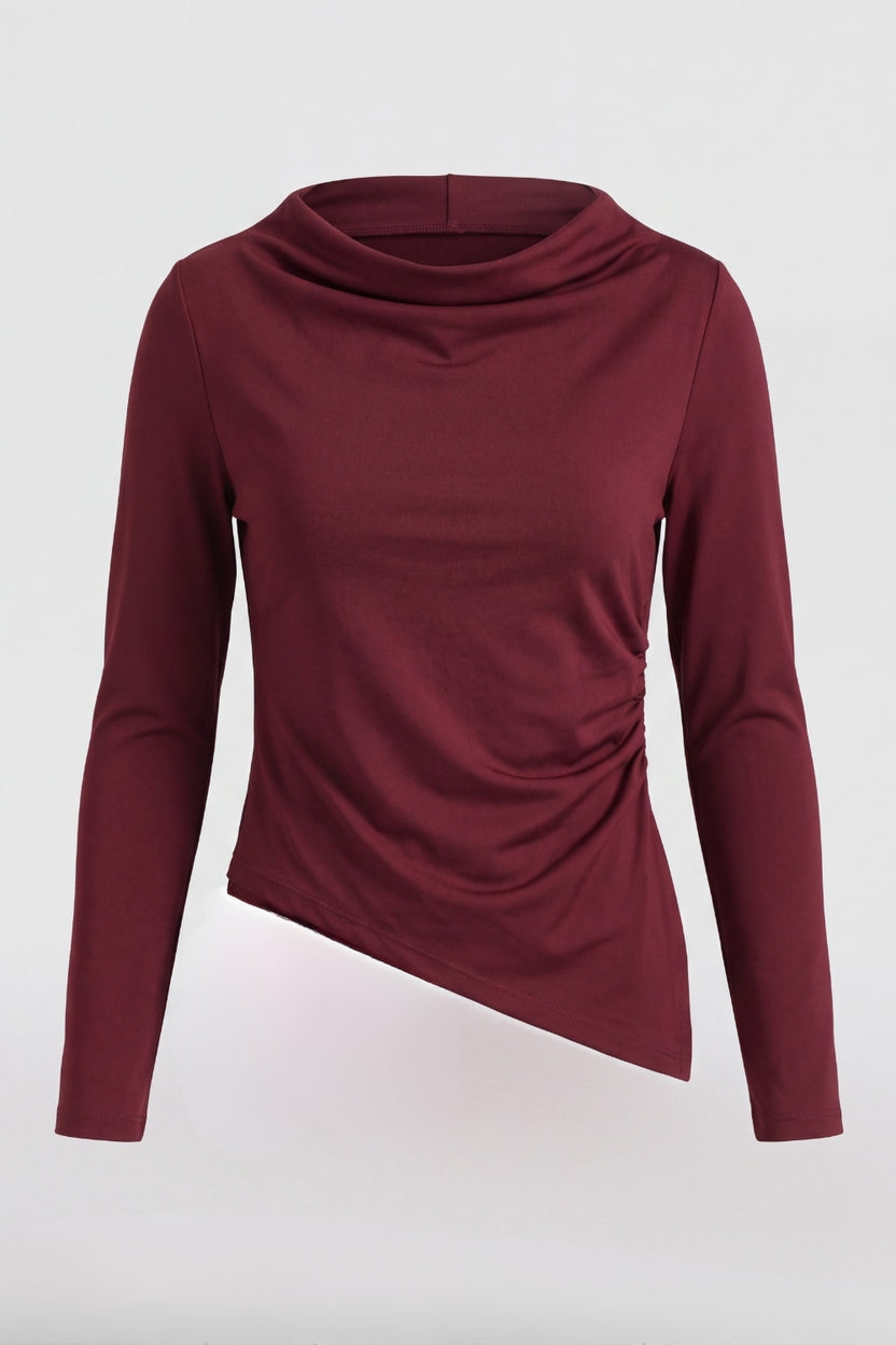 Womens Maroon Side Ruched Top - Image 7