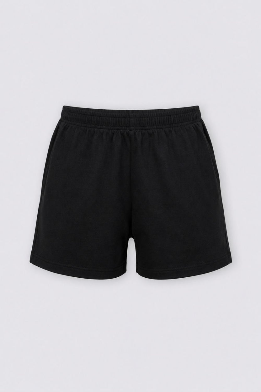 Womens Regular Fit Black Cotton Blend Lounge Shorts - Image 7