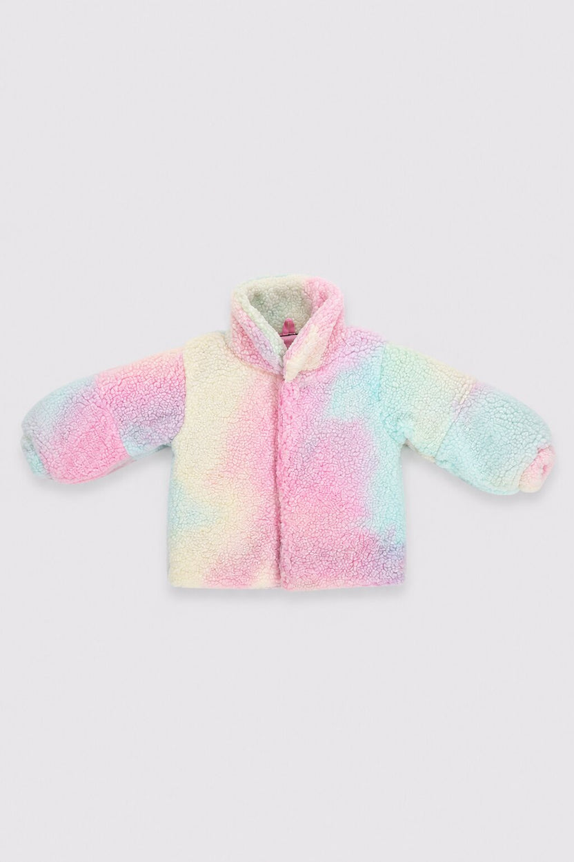 Infant Girls Loose Fit Tie Dye Sherpa Jacket - Image 2