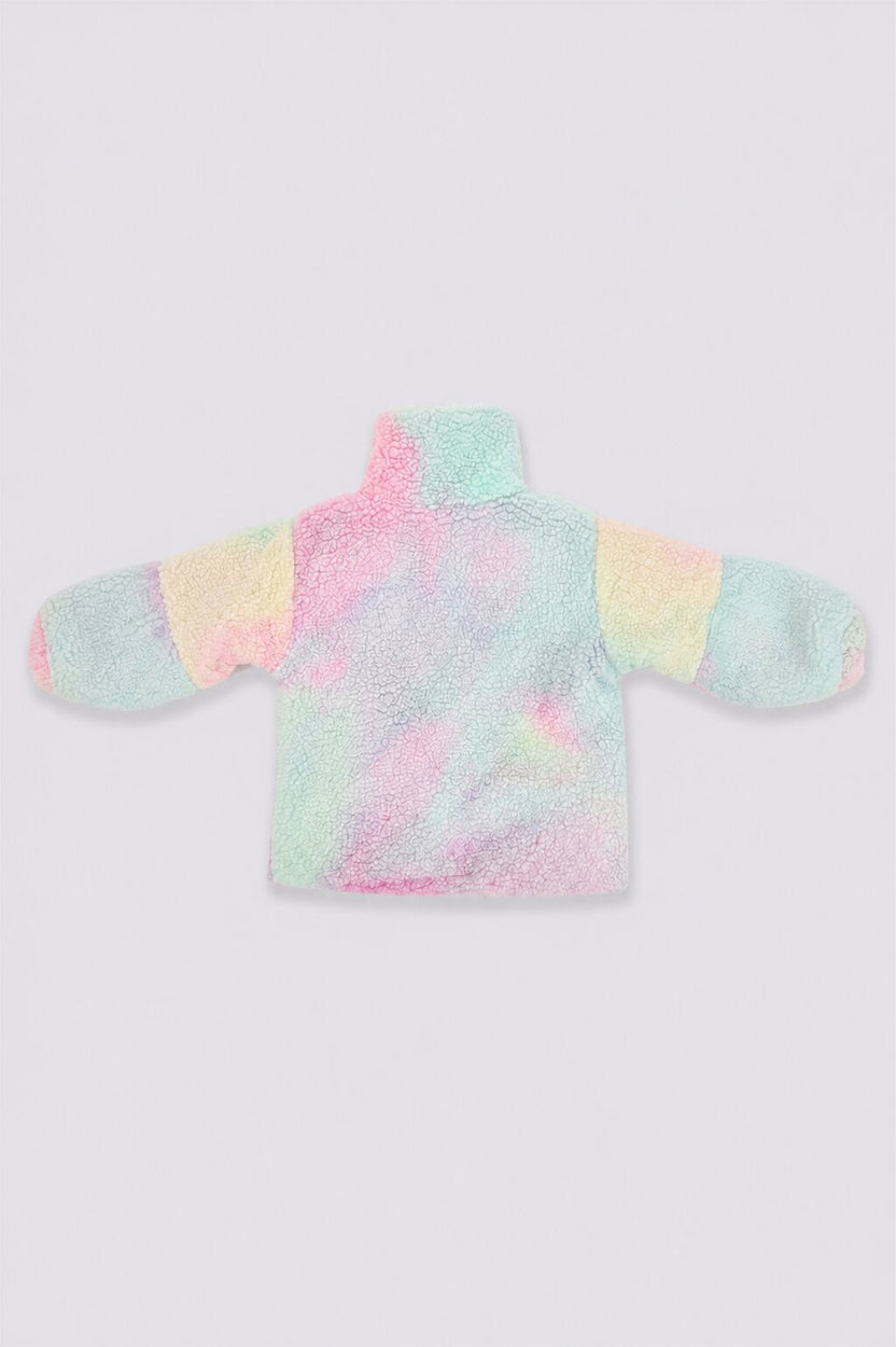 Infant Girls Loose Fit Tie Dye Sherpa Jacket - Image 3