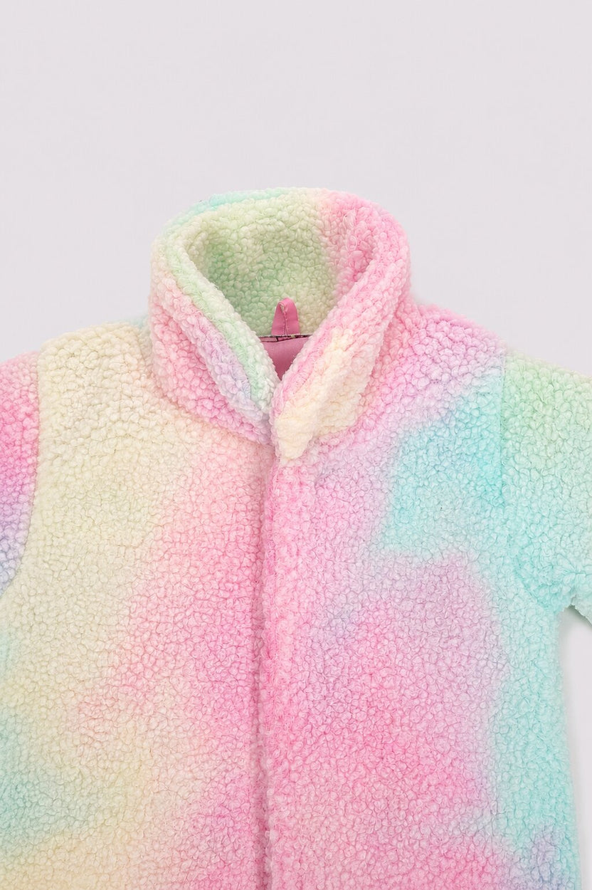 Infant Girls Loose Fit Tie Dye Sherpa Jacket - Image 5