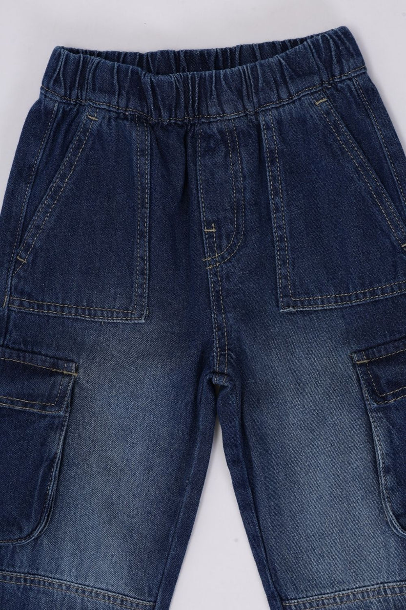 Boys Navy Cargo Style Jeans - Image 5
