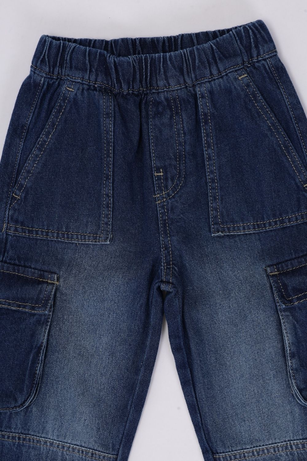 Boys Navy Cargo Style Jeans - Image 6