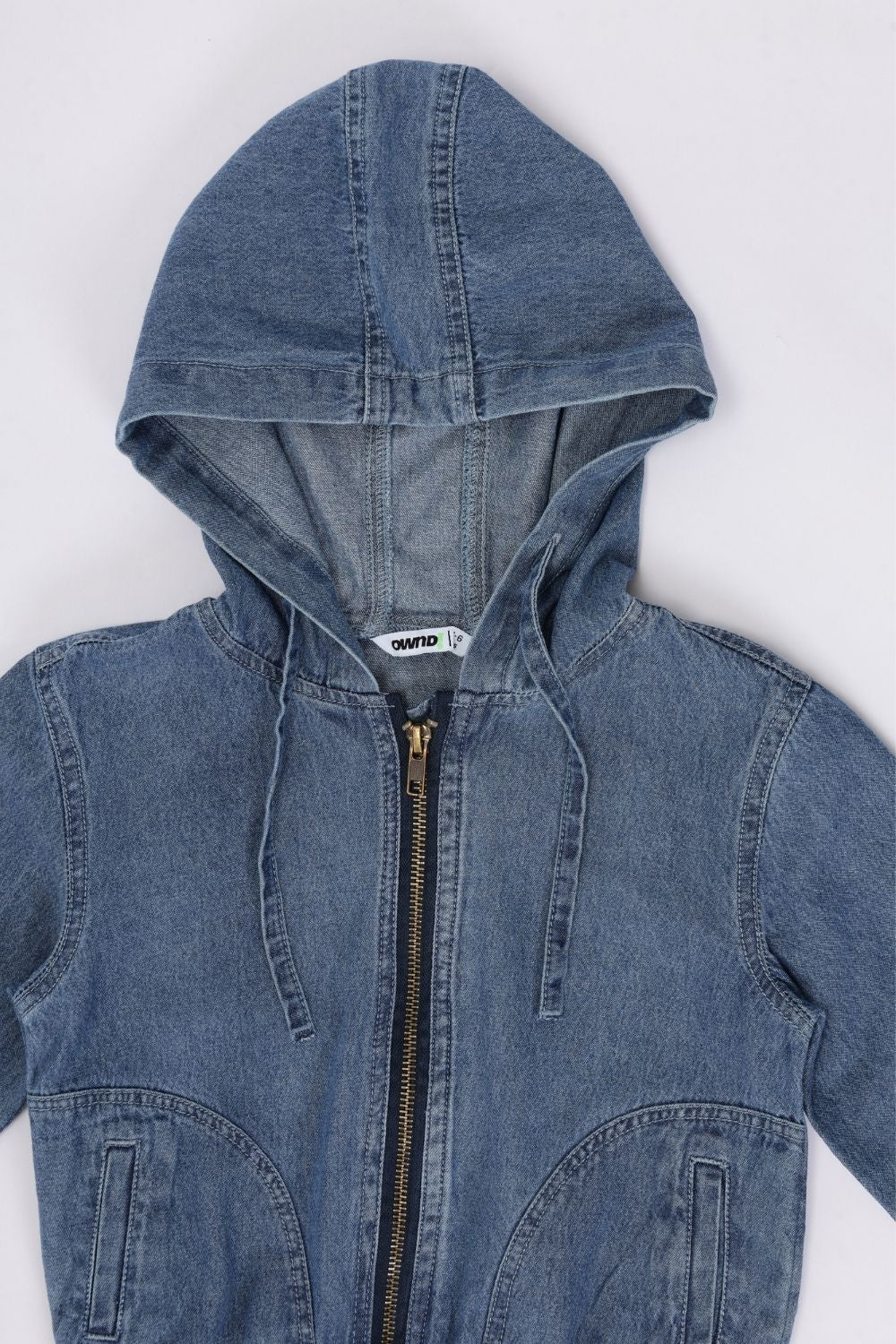 Boys Regular Fit Light Blue Hooded Denim Jacket - Image 6