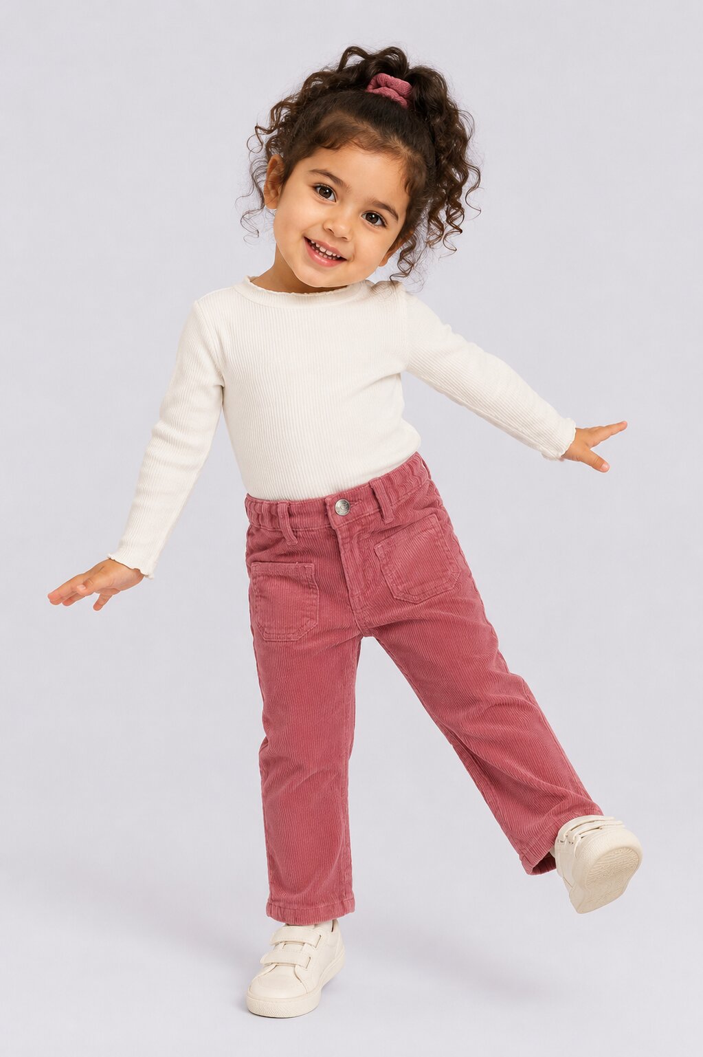 Girls Bootcut Fit Pink Solid Trouser - Image 1
