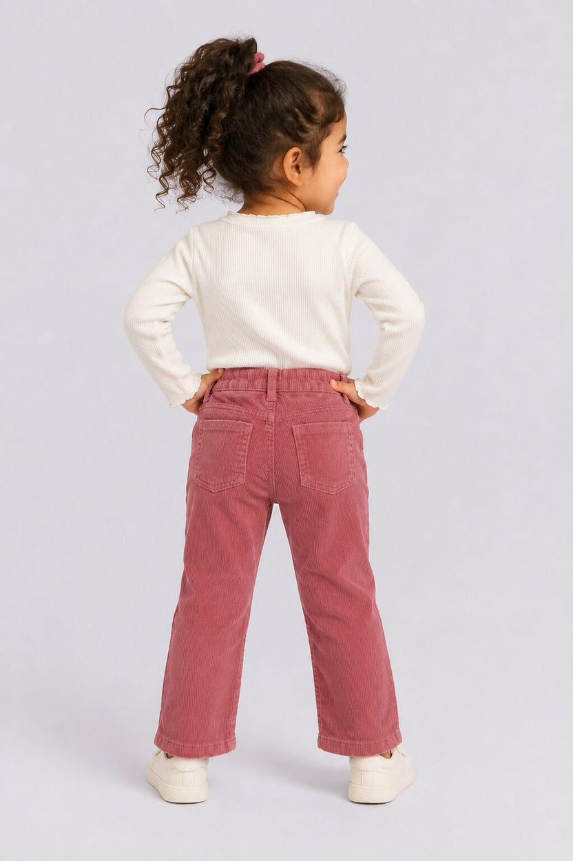 Girls Bootcut Fit Pink Solid Trouser - Image 4