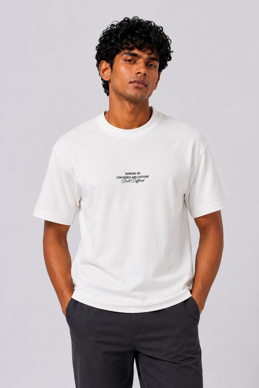 Mens Regular Fit White Typographic T-Shirt - Image 2