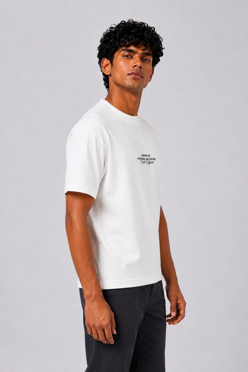 Mens Regular Fit White Typographic T-Shirt - Image 4