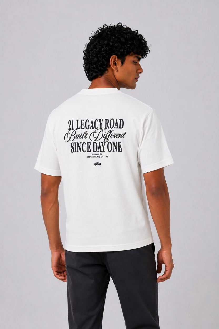 Mens Regular Fit White Typographic T-Shirt - Image 5