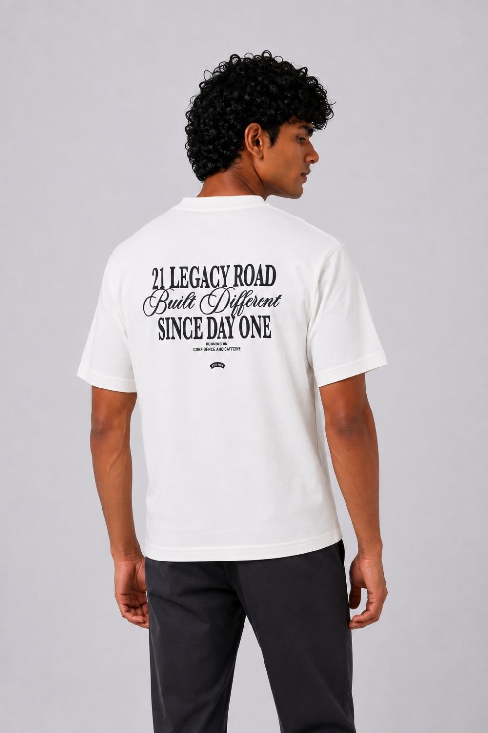 Mens Regular Fit White Typographic T-Shirt - Image 5