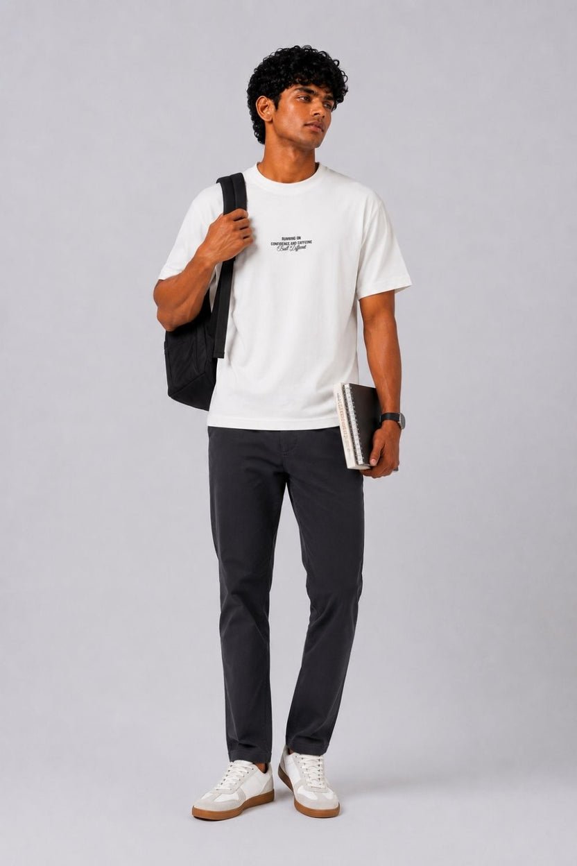 Mens Regular Fit White Typographic T-Shirt - Image 6