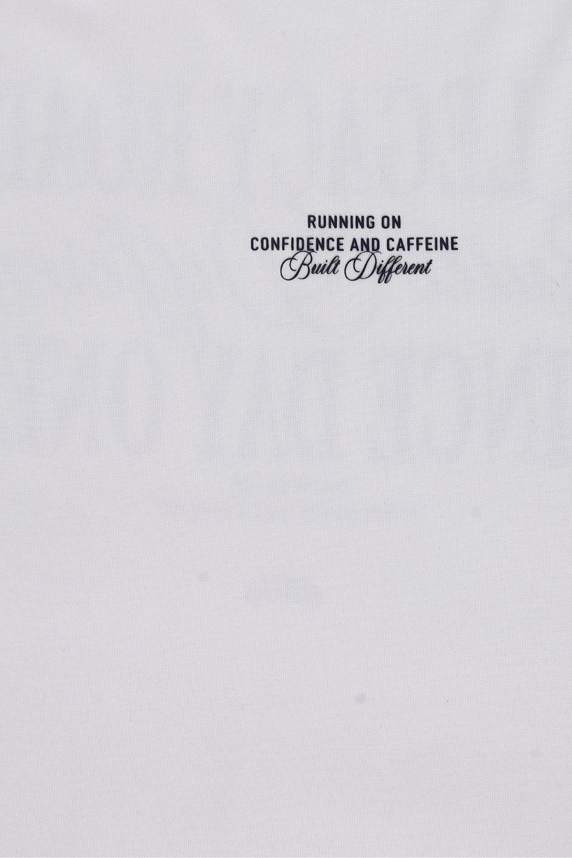 Mens Regular Fit White Typographic T-Shirt - Image 8