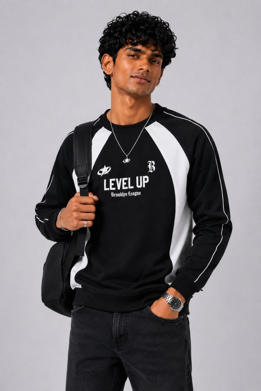 Mens Regular Fit Black Graphic Sweatshirt - Image 1