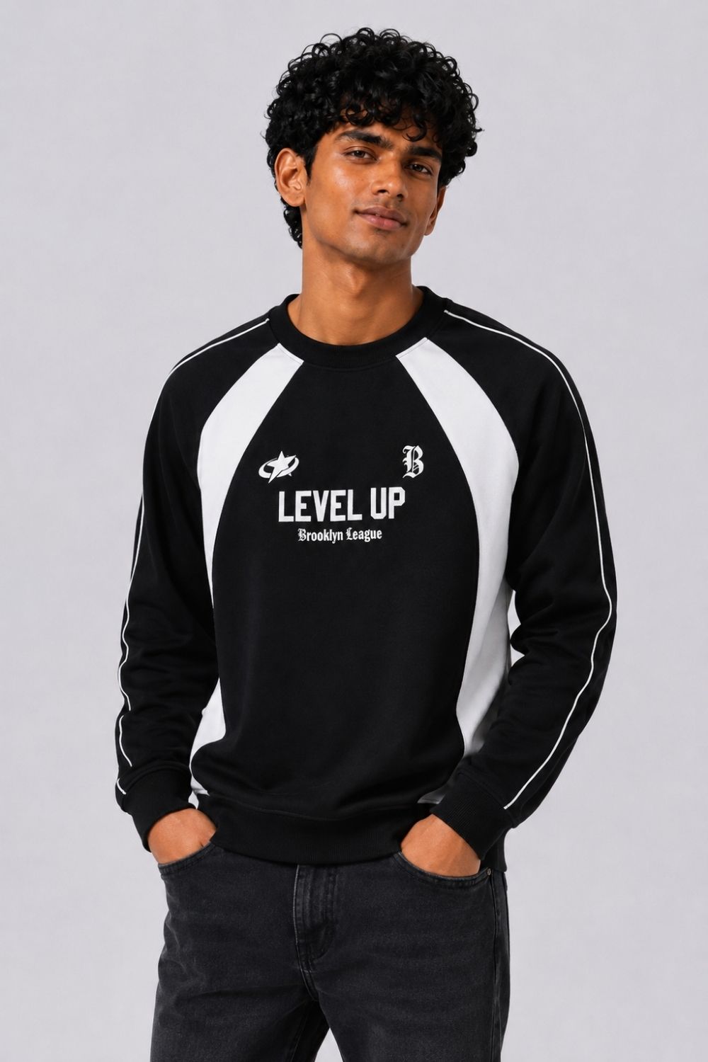 Mens Regular Fit Black Graphic Sweatshirt - Image 2