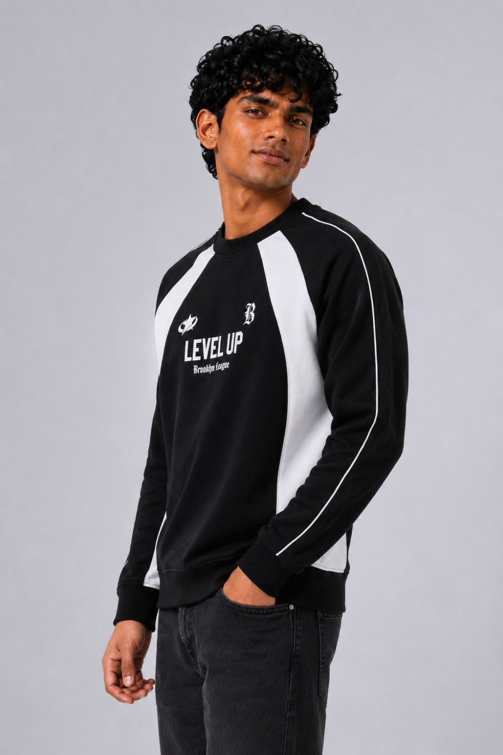 Mens Regular Fit Black Graphic Sweatshirt - Image 4
