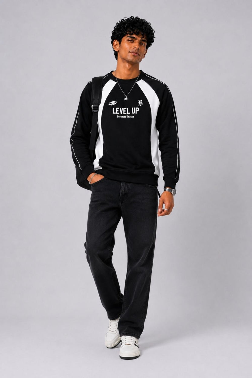 Mens Regular Fit Black Graphic Sweatshirt - Image 6