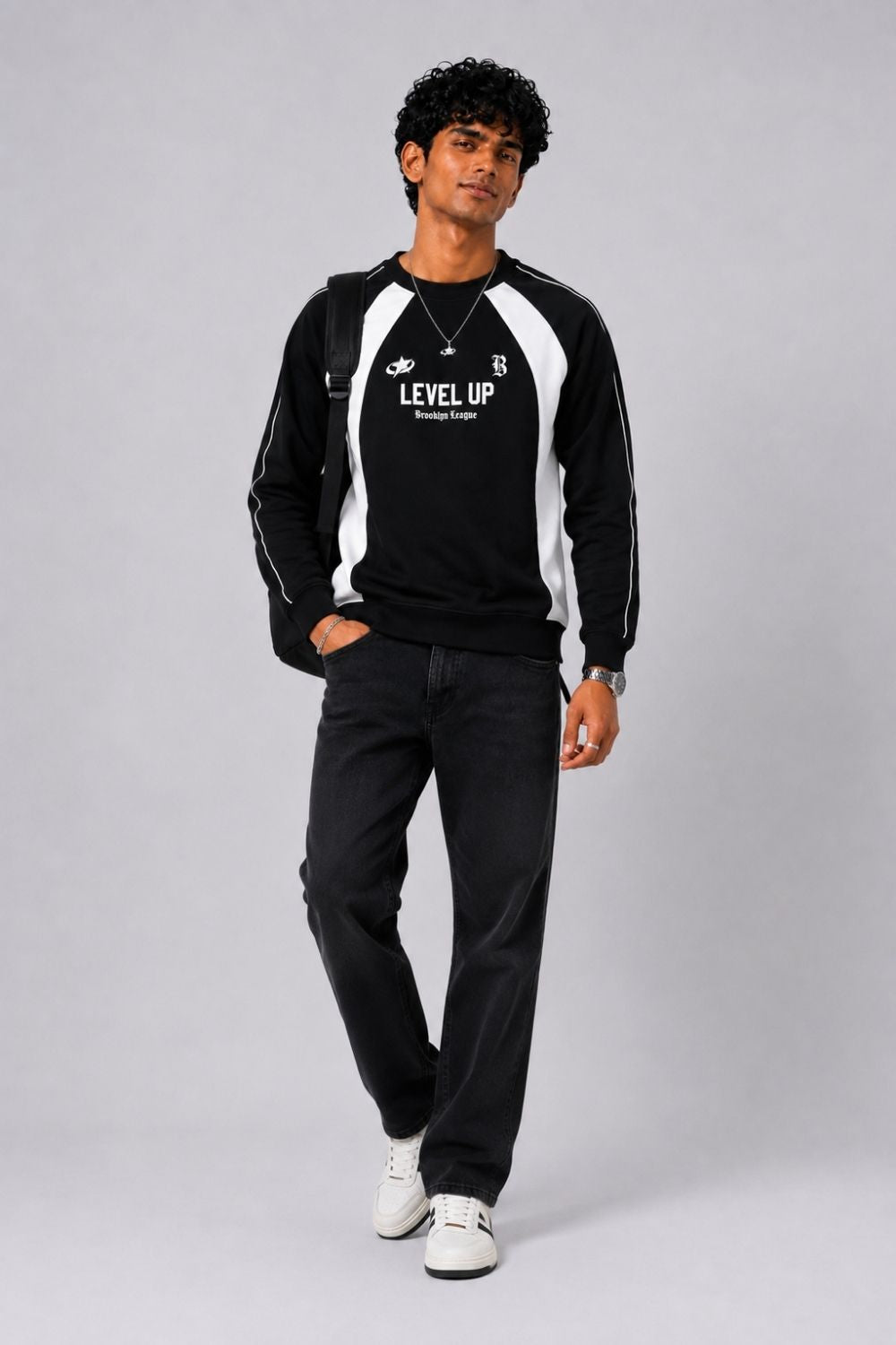 Mens Regular Fit Black Graphic Sweatshirt - Image 6