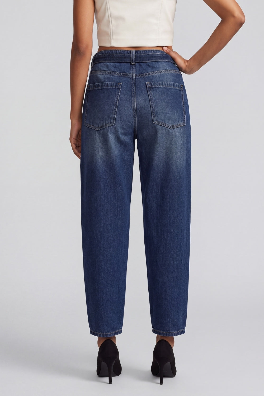 Womens Straight Fit Navy Jeans With 5 Pocket - Image 5