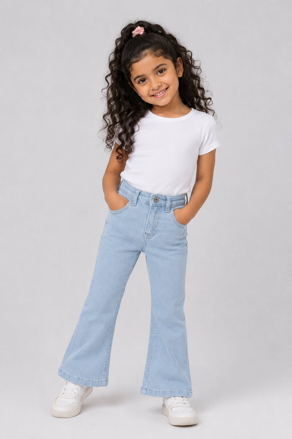 Girls Flared Light Blue Jeans - Image 1