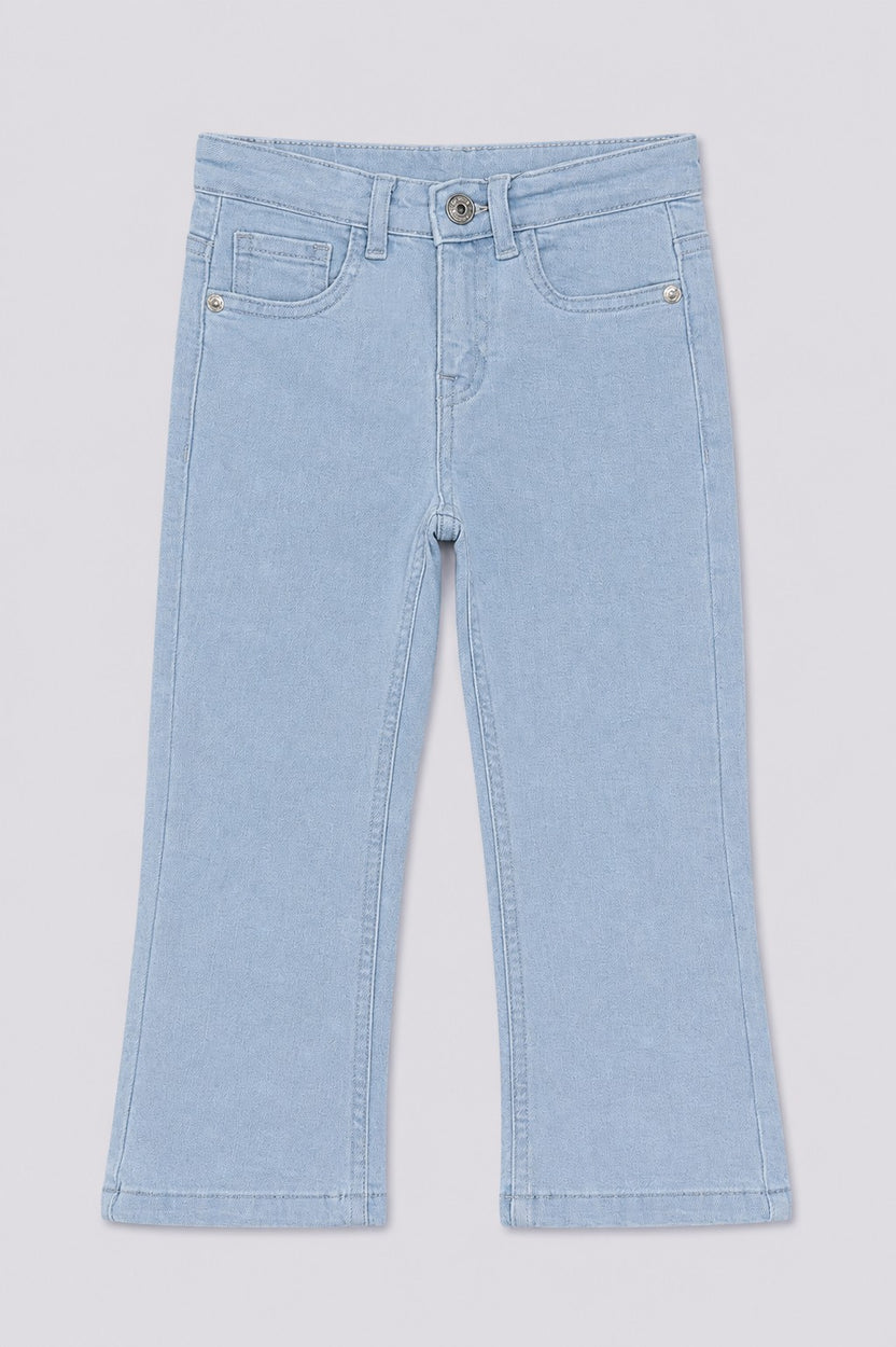 Girls Flared Light Blue Jeans - Image 2