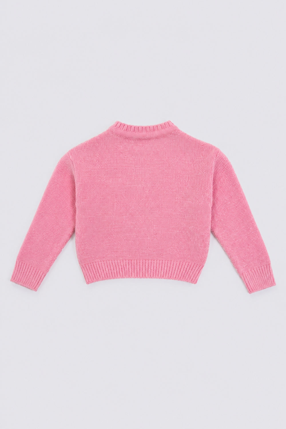 Girls Regular Fit Pink Bow Embellished Sweater - Image 3