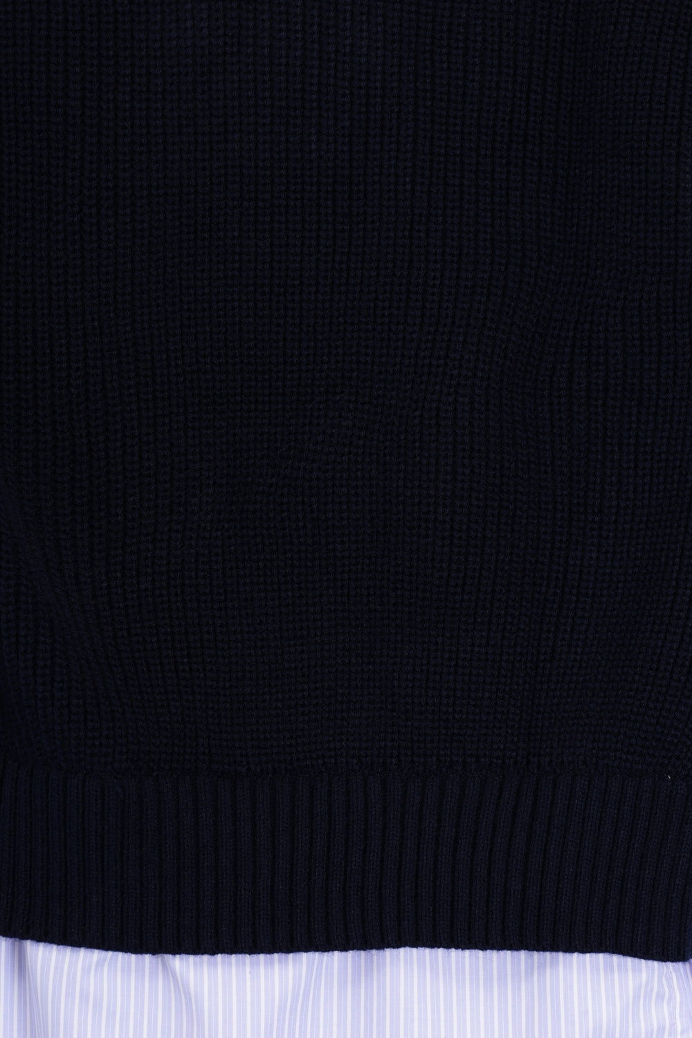 Women Navy Striped Mock Shirt With Knit Vest - Image 8