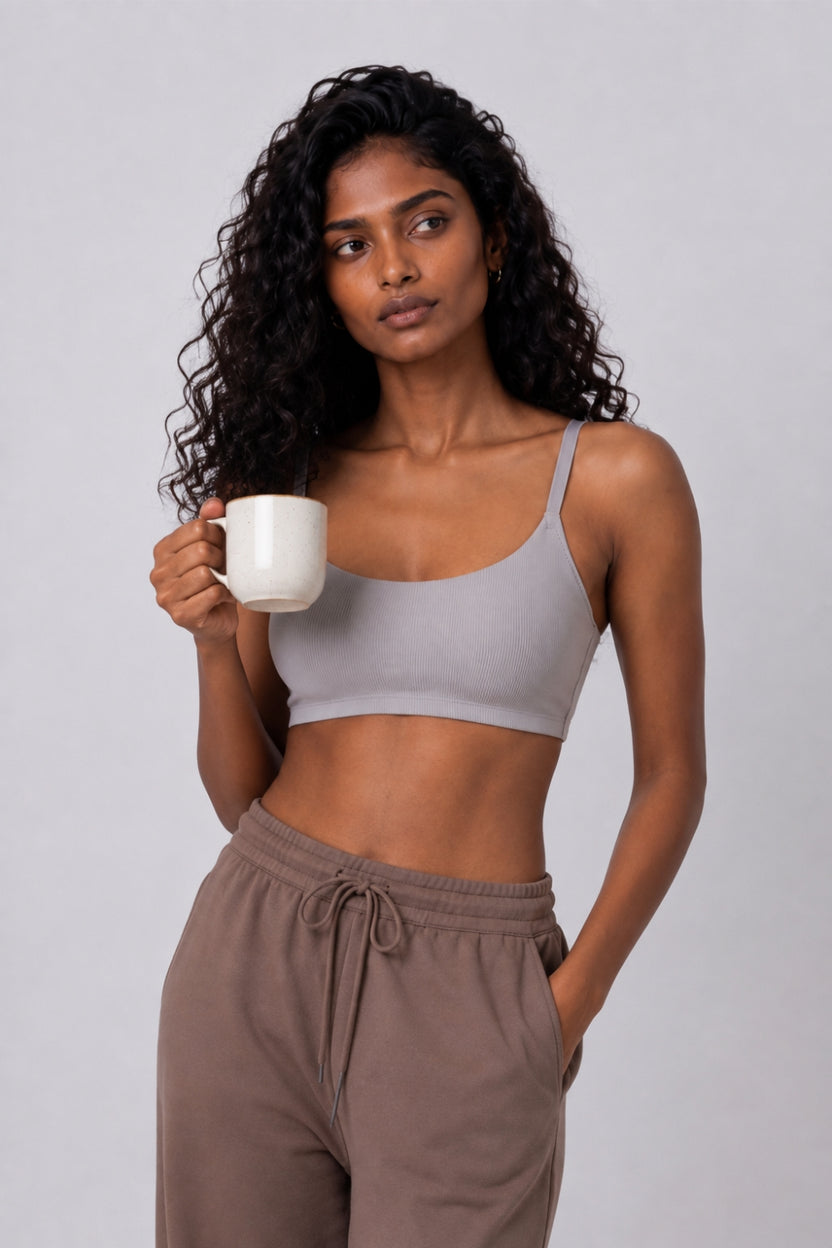 Women Grey Textured Bra - Image 1