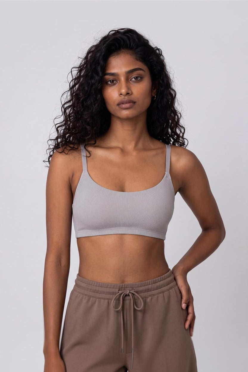 Women Grey Textured Bra - Image 2
