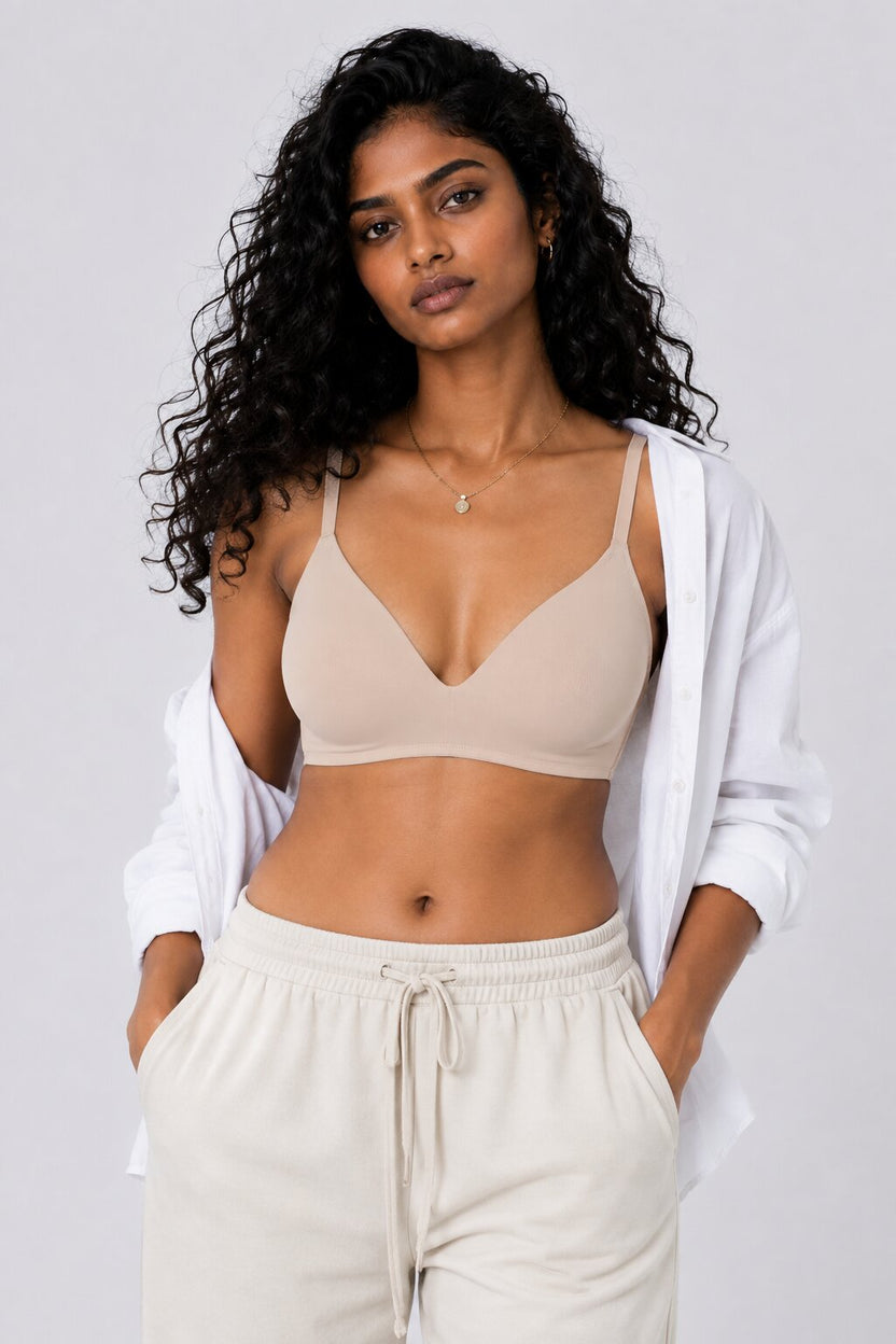 Women Beige Nylon Blend Bra - Image 1