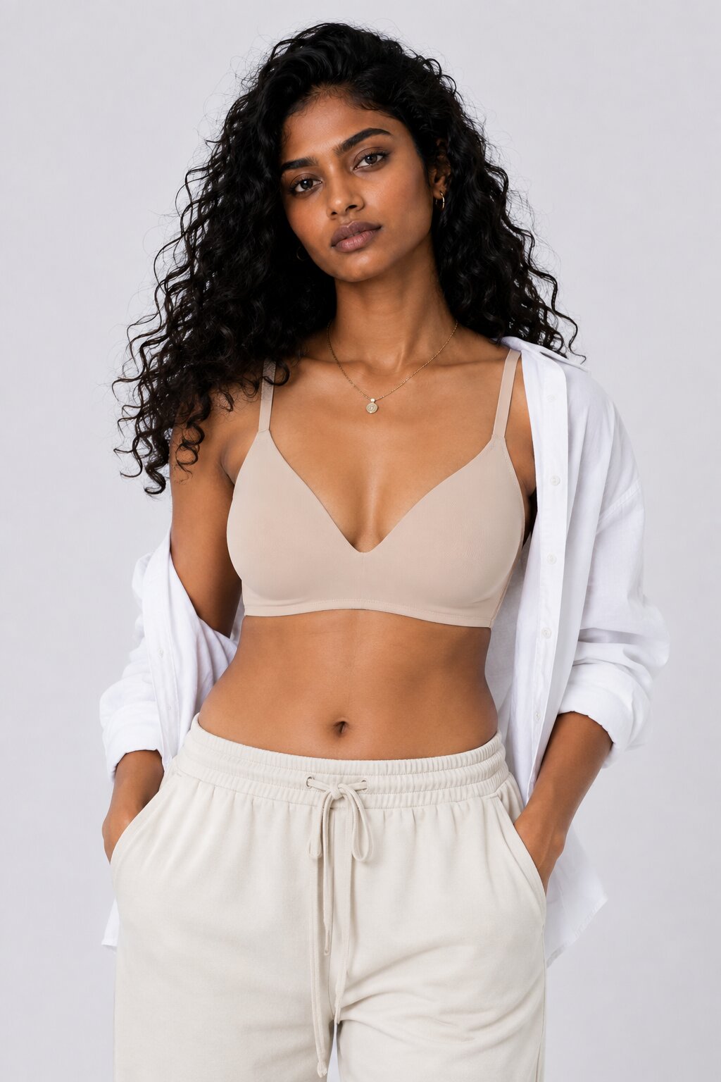 Women Beige Nylon Blend Bra - Image 1