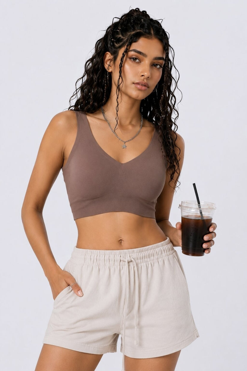 Women Brown Seamless Bra - Image 1