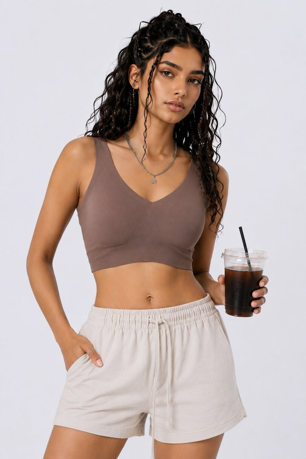 Women Brown Seamless Bra - Image 1