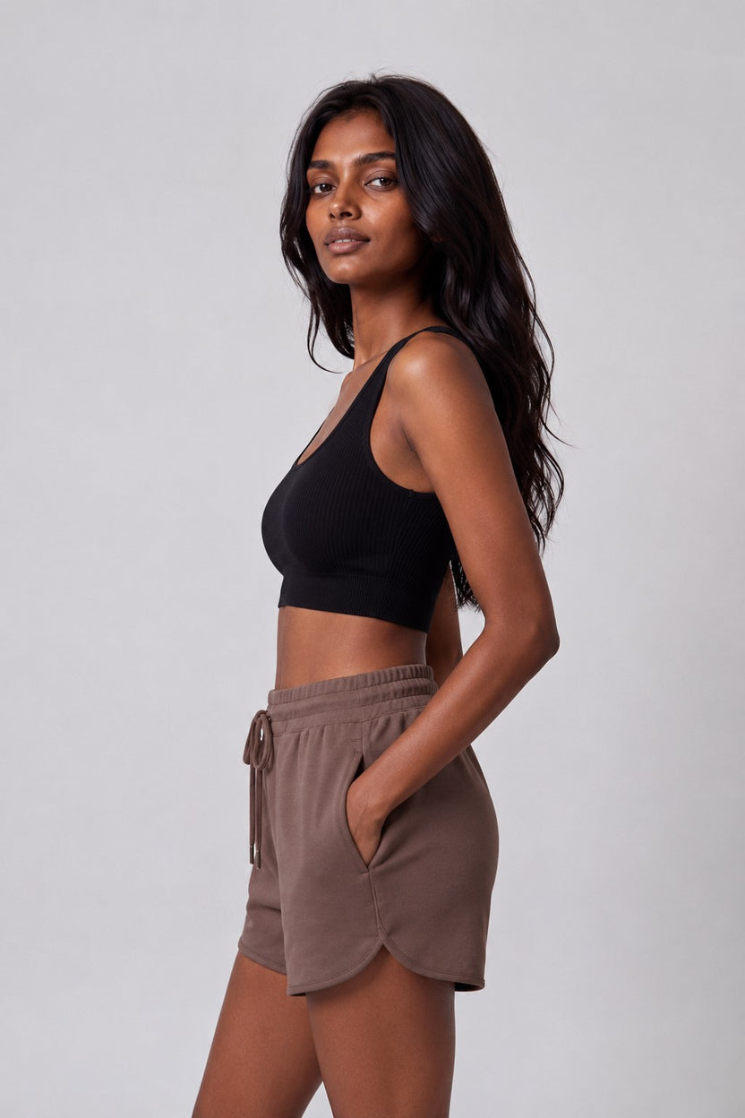 Womens Black Ribbed Bra - Image 4