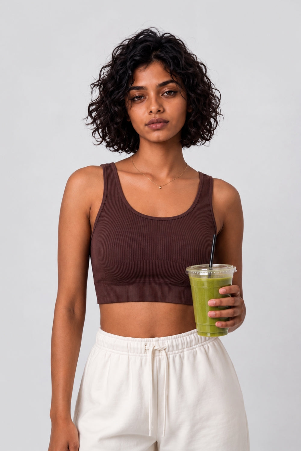 Women Brown Textured Bra - Image 1