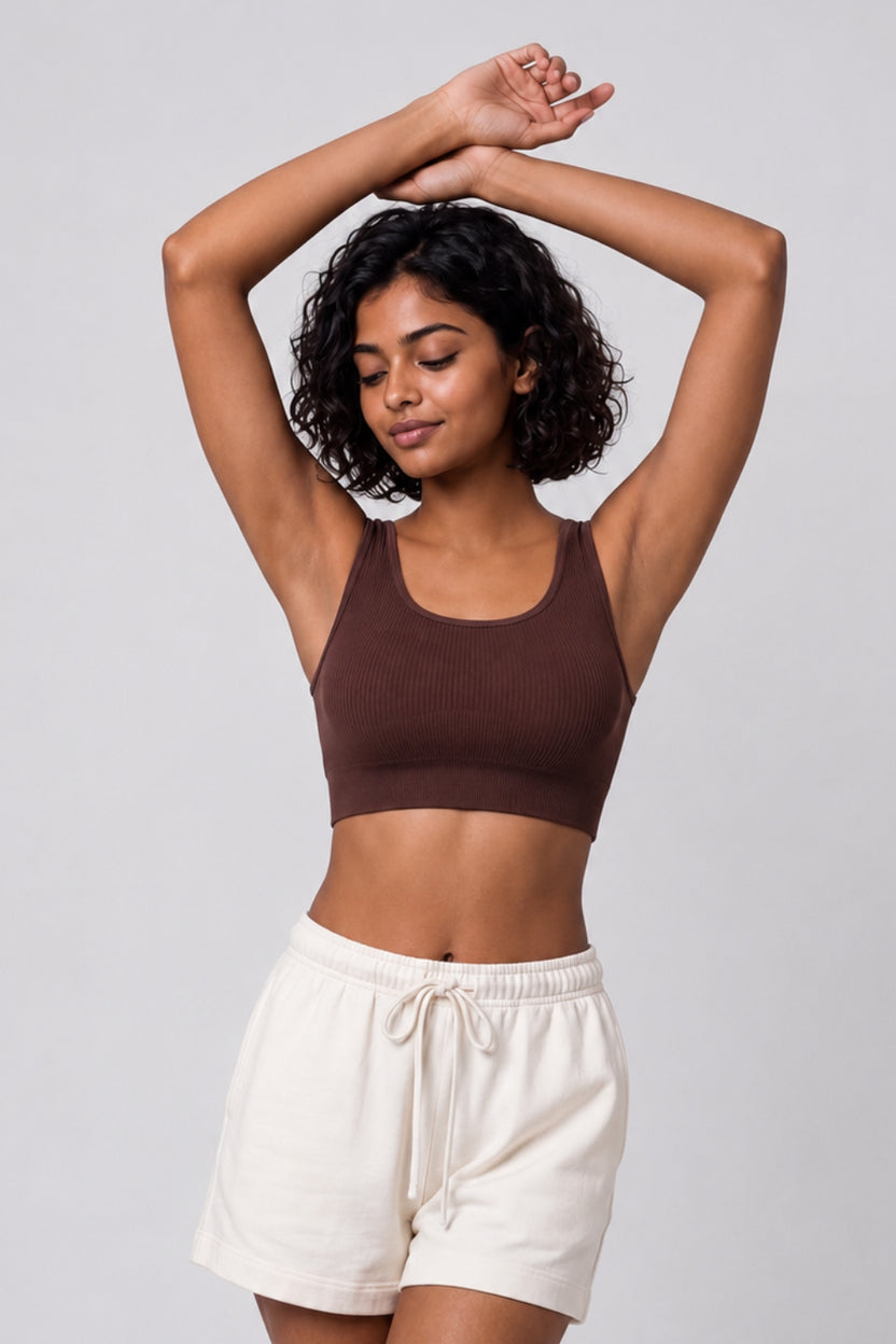 Women Brown Textured Bra - Image 2