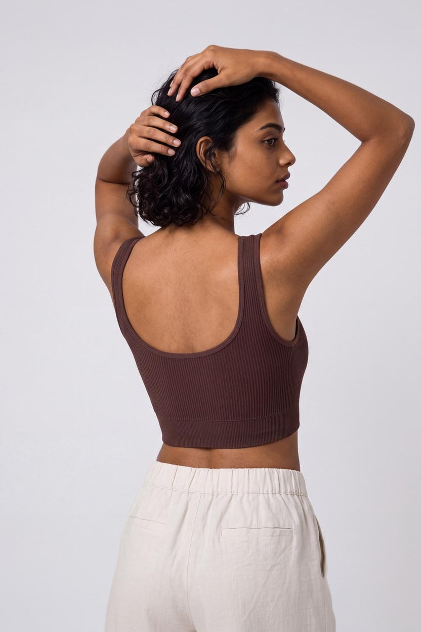 Women Brown Textured Bra - Image 5