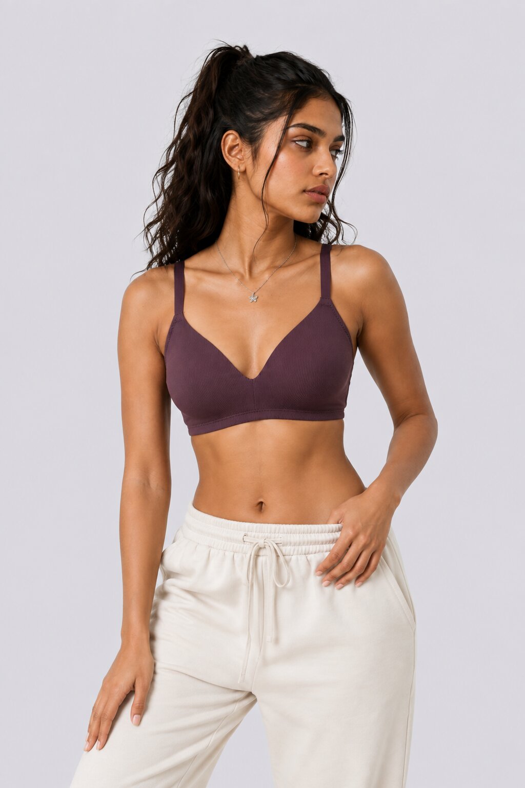 Women Purple Nylon Blend Textured Bra - Image 2