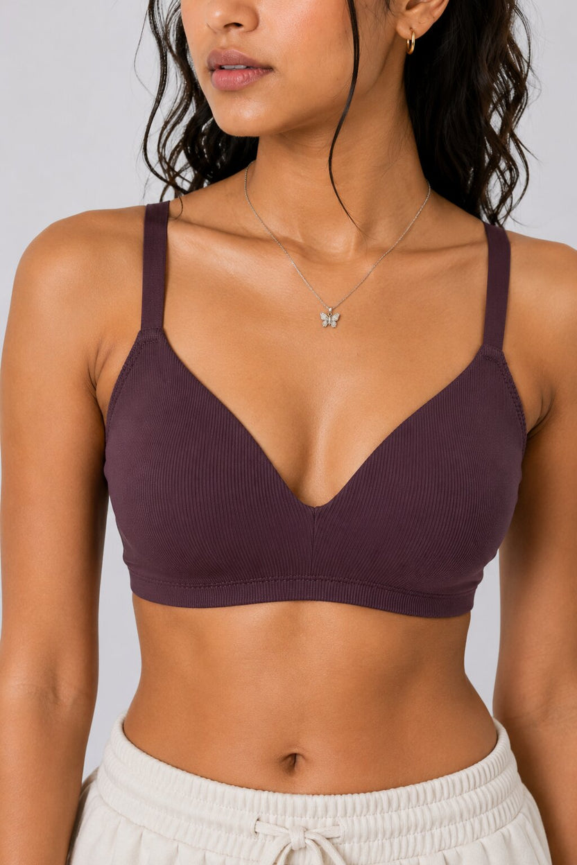 Women Purple Nylon Blend Textured Bra - Image 3