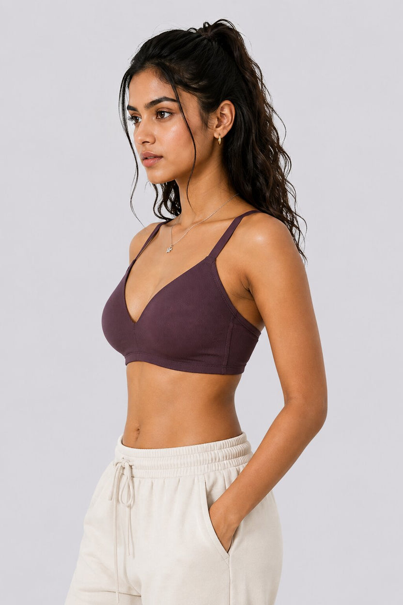 Women Purple Nylon Blend Textured Bra - Image 4