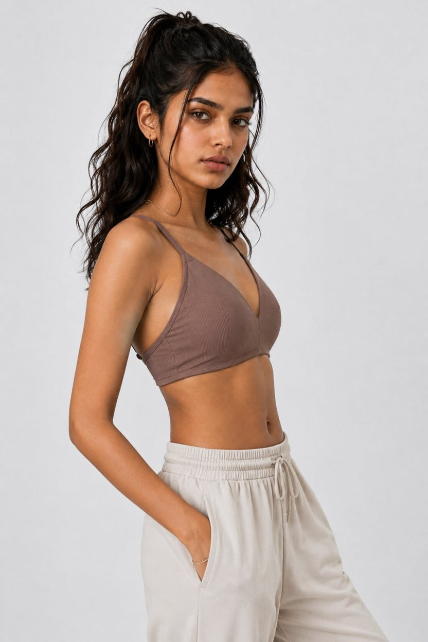 Women Brown Nylon Blend Textured Bra - Image 4