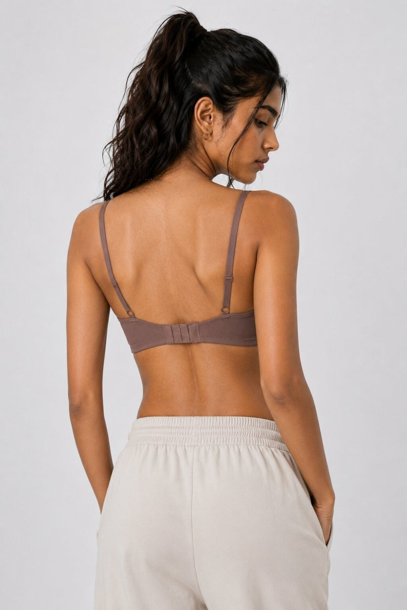 Women Brown Nylon Blend Textured Bra - Image 5