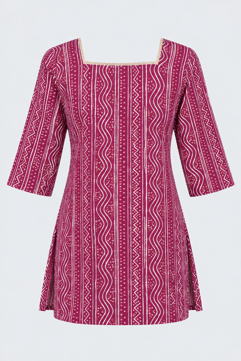 Womens Regular Fit Purple Bandhani Tunic - Image 7