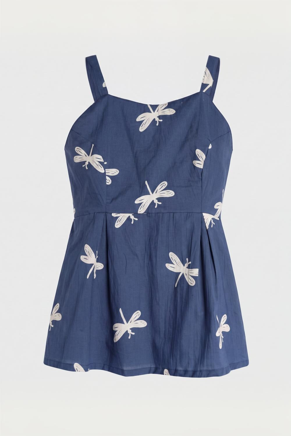 Womens Blue Dragonfly Print Peplum Top - Image 7