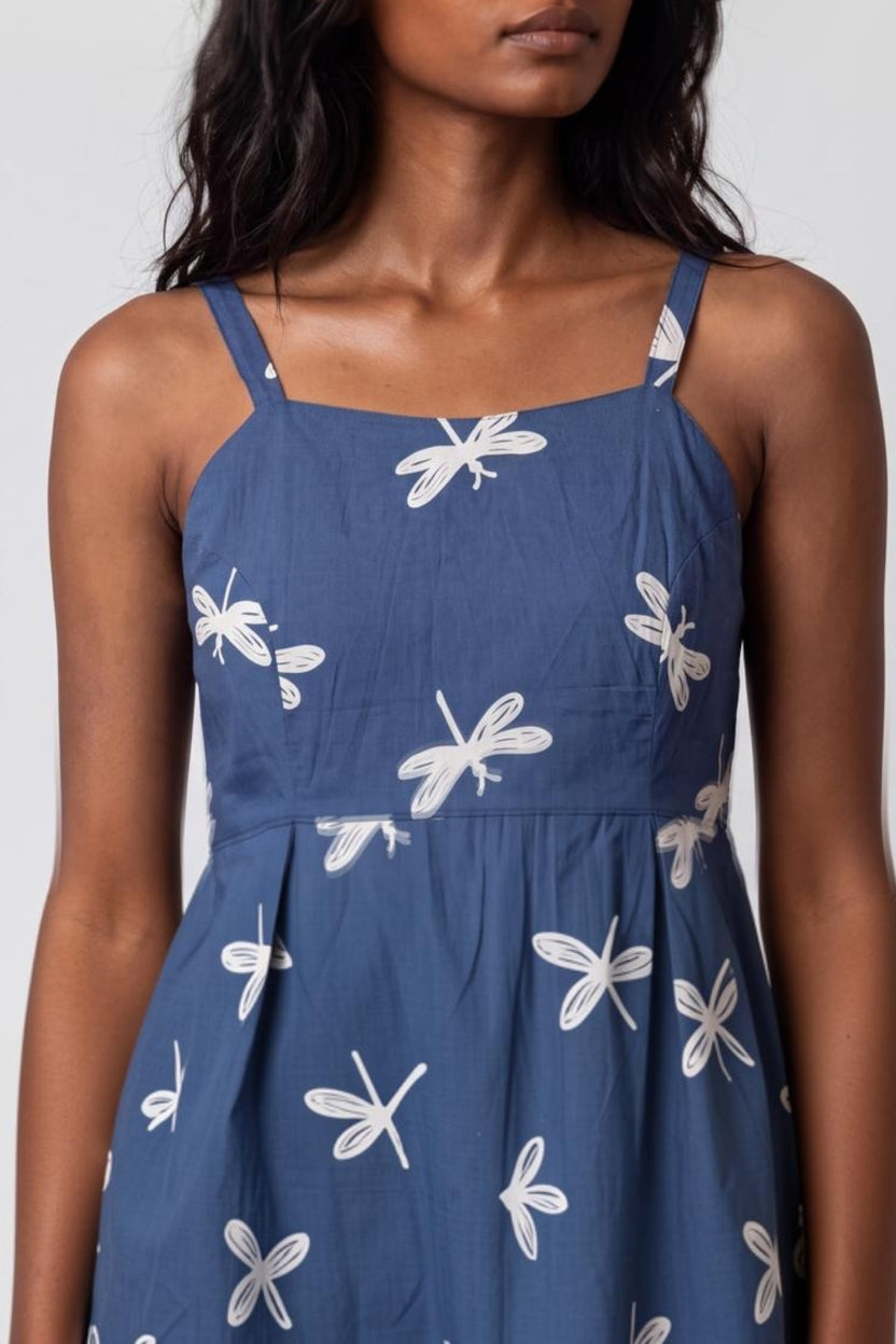 Womens Blue Dragonfly Print Peplum Top - Image 9