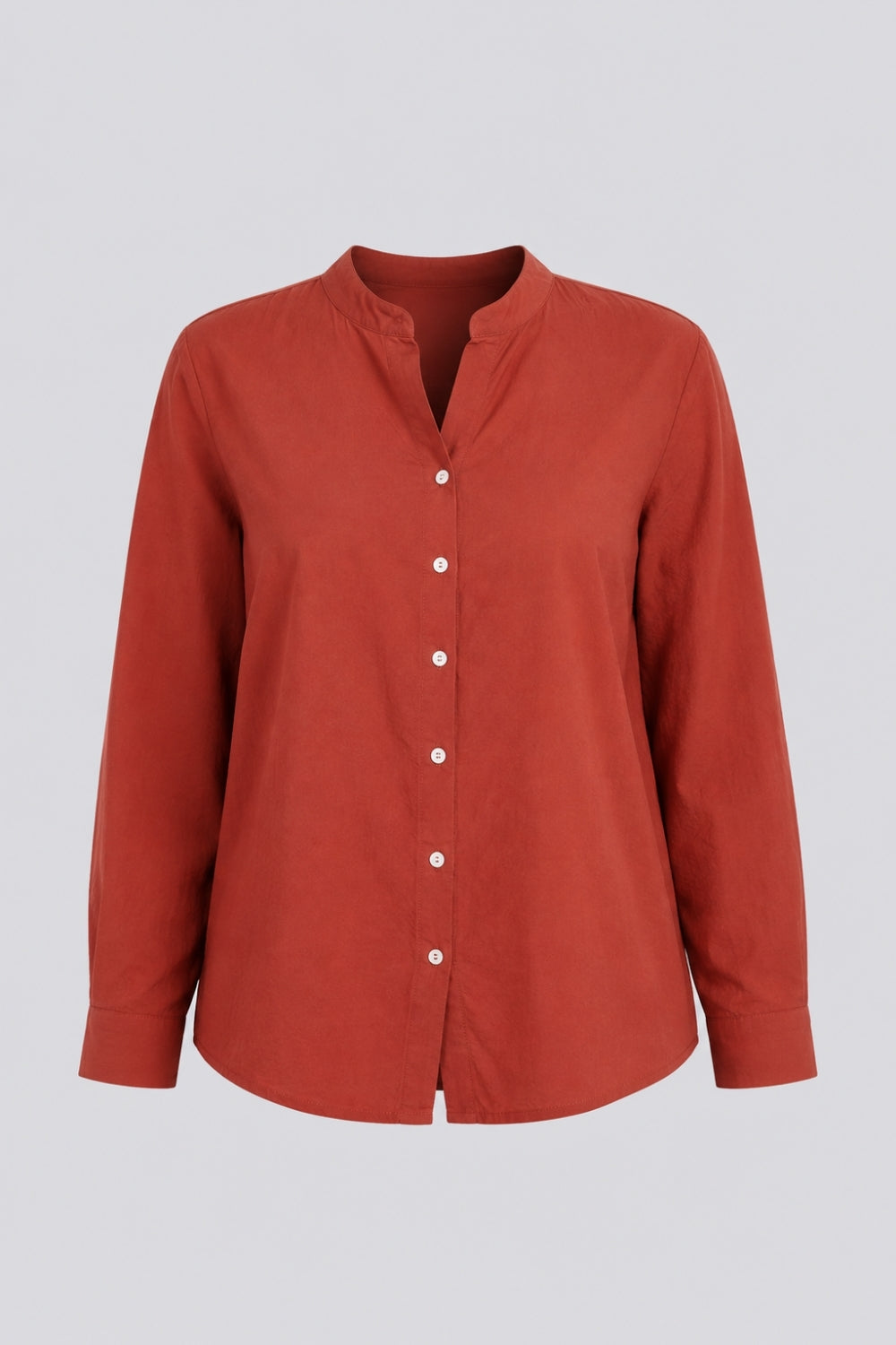 Womens Rust Solid Mandarin Collar Top - Image 7