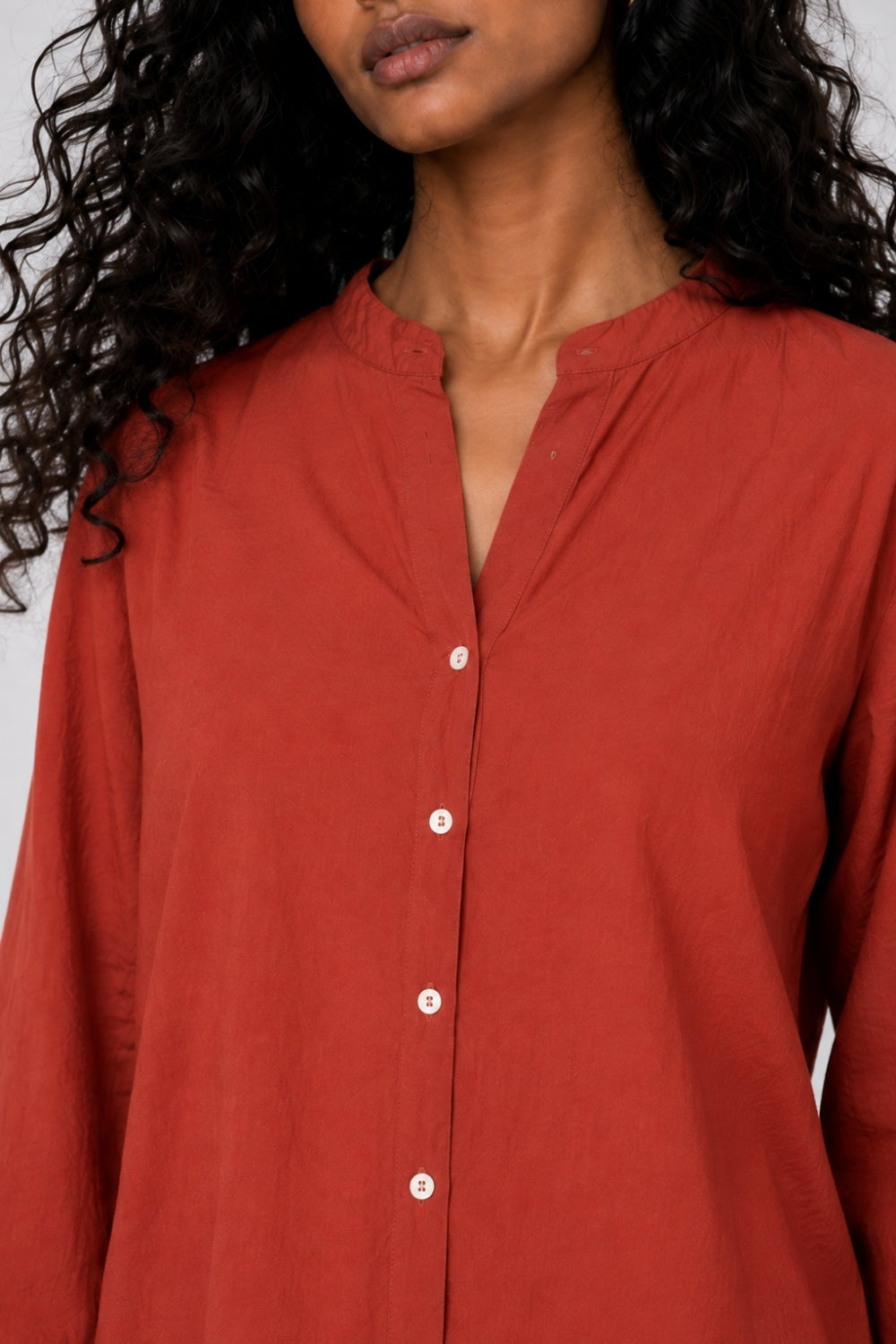 Womens Rust Solid Mandarin Collar Top - Image 9