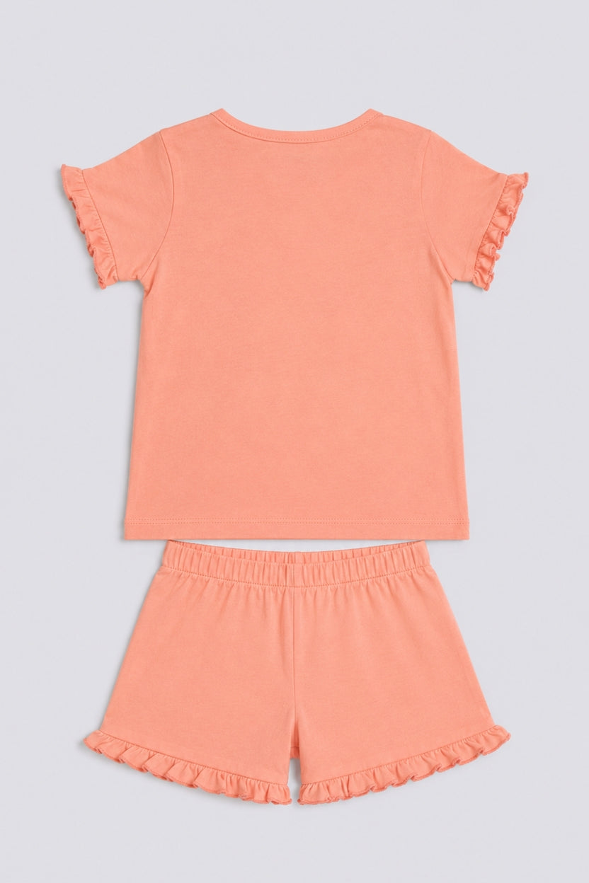 Infant Girls Peach Cat Print Co-ord Set - Image 3